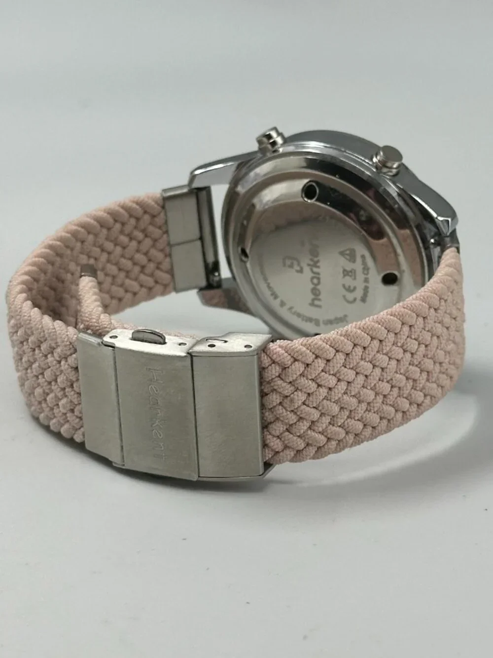 Hearkent Talking Digital Watch Women Silver Tone Pink Band New Battery